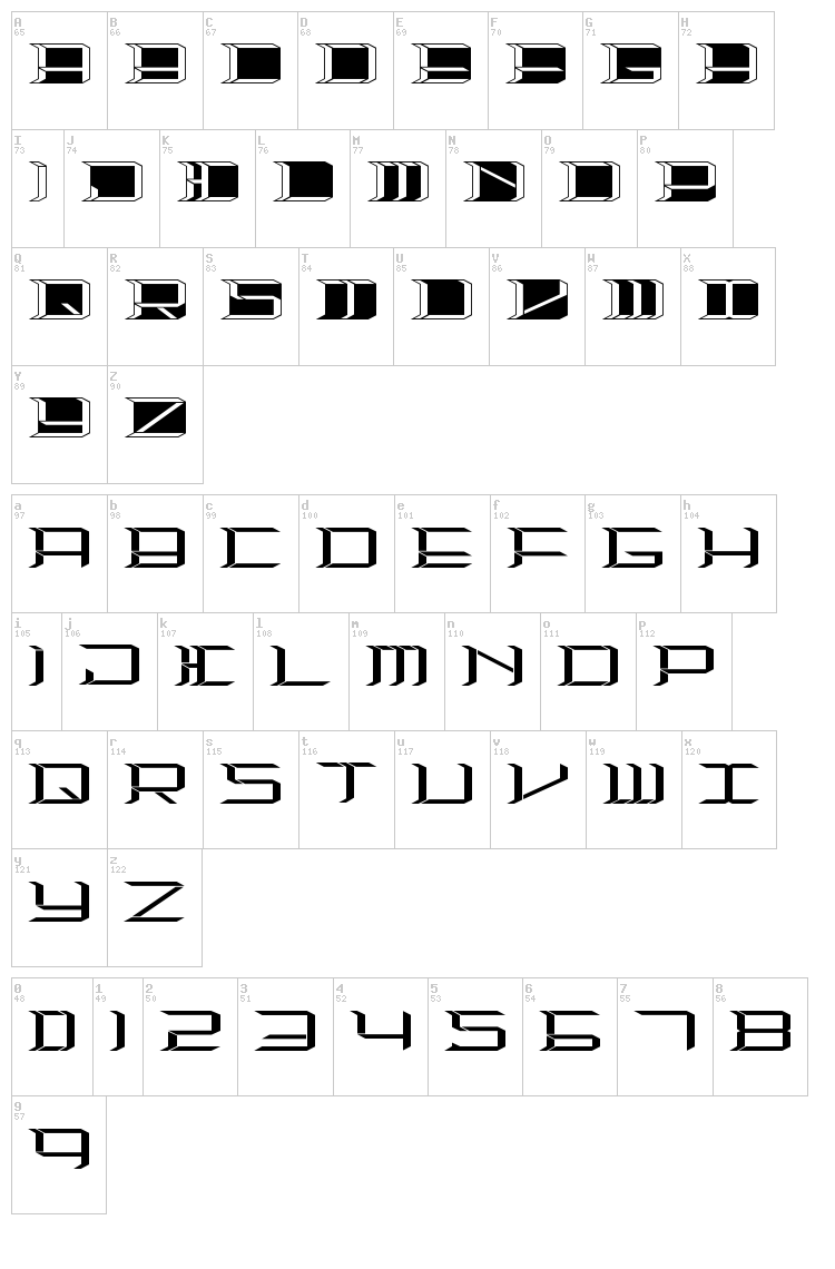 High Orbit 2 font map
